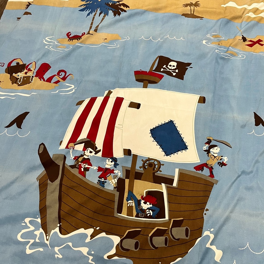 Kids Pirate Bathroom Set Shower Curtain & Waste Basket Circo Nautical Theme